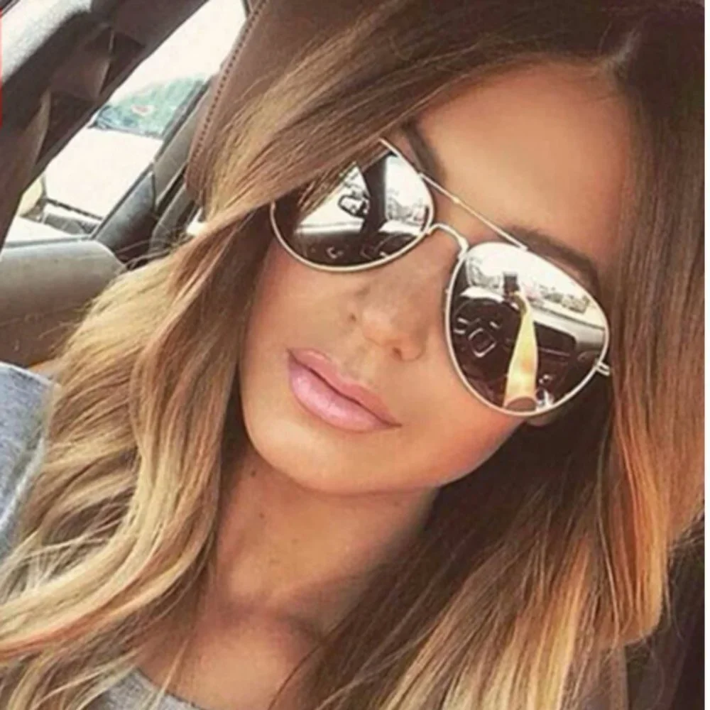 Reflective Silver Mirror Pilot Aviator Sunglasses Mirror Lense UV 400 Protection